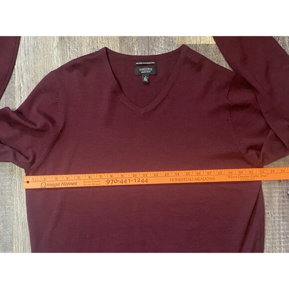 Nordstrom V-Neck 100% Italian Merino Wool Sweater Men's Size Large Burgundy - Picture 5 of 7